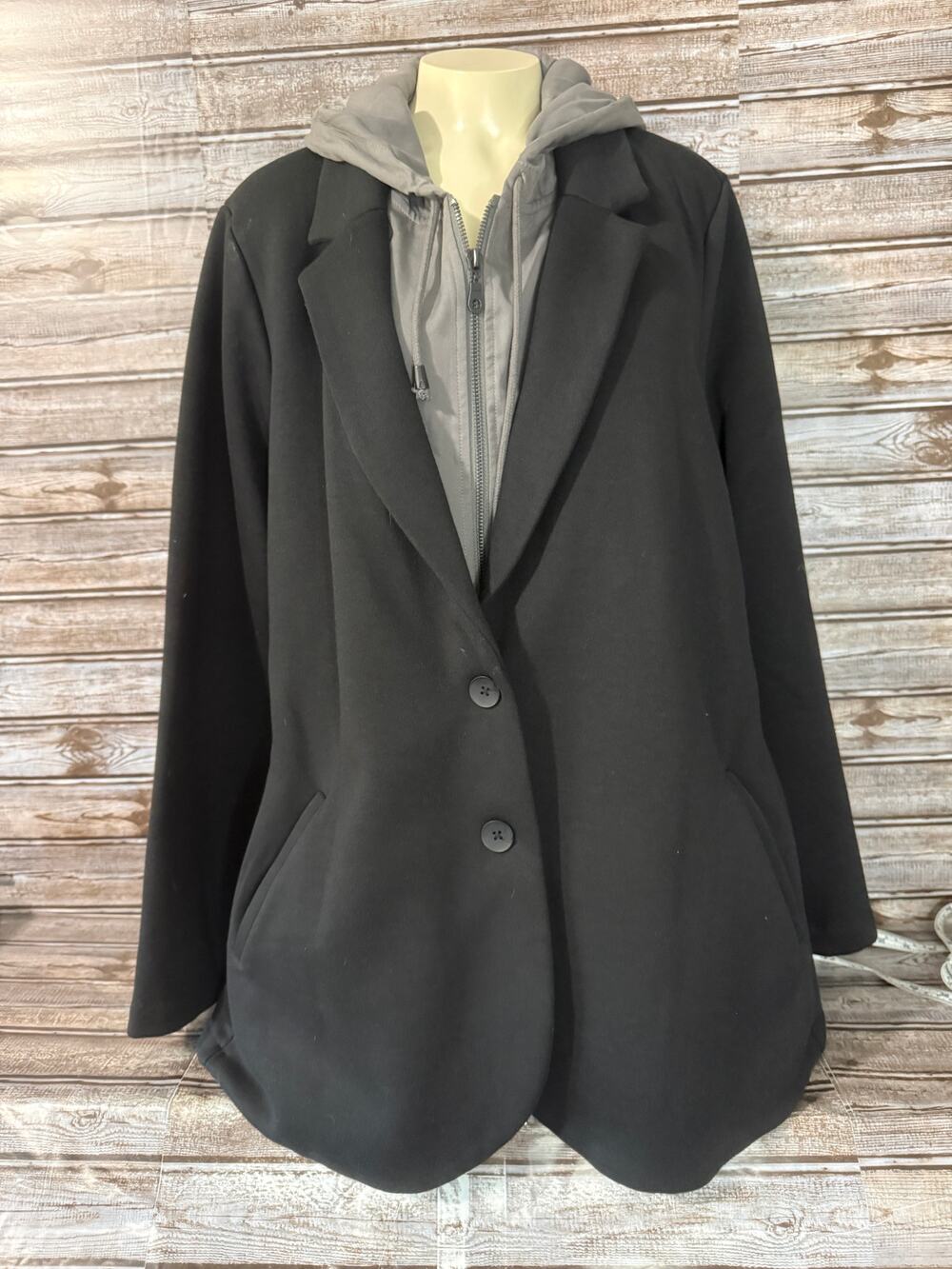 Torrid NWT Fleece Hooded 2in1 Blazer Black Size 2X